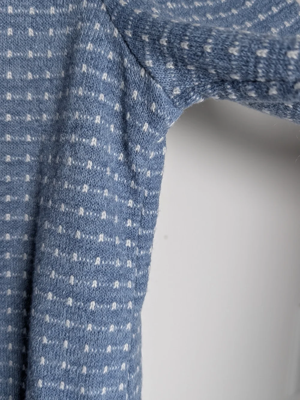 Madewell Puff Sleeve Mockneck Sweater Top XS Blue White Coastal Preppy Feminine
